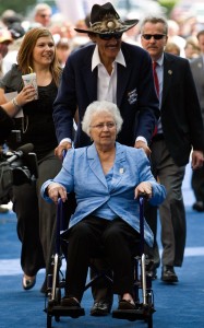 Mrs. Lynda was in a wheelchair when she attended the 2010 NASCAR Hall of Fame Induction ceremony with husband Richard (NASCAR via Getty Images)