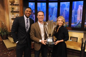 Kevin Harvick visited with “LIVE with Kelly and Michael” hosts Kelly Ripa and Michael Strahan (photo - NASCAR via Disney-ABC Domestic TV)