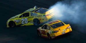 Matt Kenseth spins, as Logano goes on to win (photo - NASCAR via Getty Images)