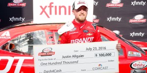 Justin Allgaier won the $100,000 Dash for Cash bonus (photo - NASCAR via Getty Images)