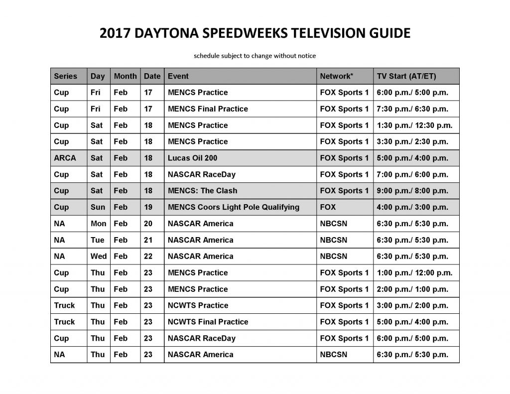 It’s Here Our Annual Daytona Speedweeks TV Guide