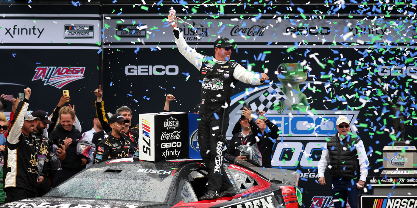 Kyle Busch Rolls Dice on Fuel, Avoids Overtime Wreck to Win Talladega