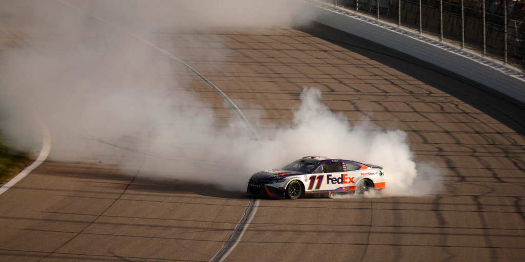 Hamlin Uses Bump & Run on Larson to Win Kansas Cup Race